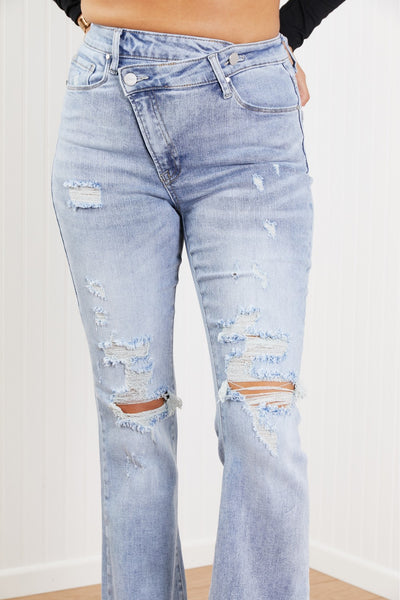 RISEN Valerie Full Size Crossover Flared Jeans