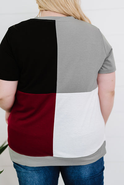 Plus Size Color Block Round Neck T-Shirt