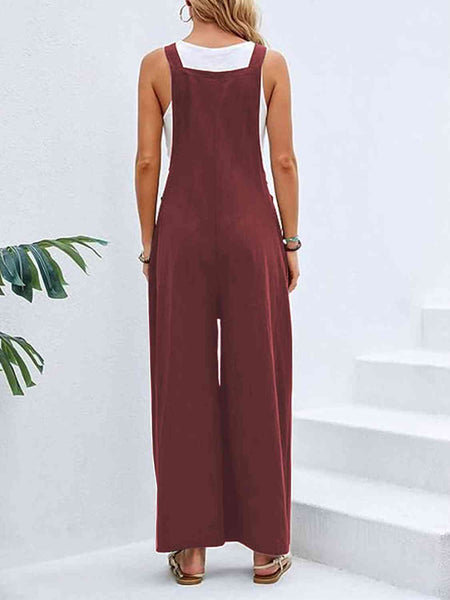 Full Size Wide Leg Overalls with Pockets