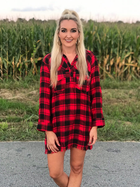 The Rustic Black & Red Plaid Tunic