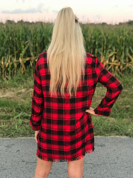 The Rustic Black & Red Plaid Tunic